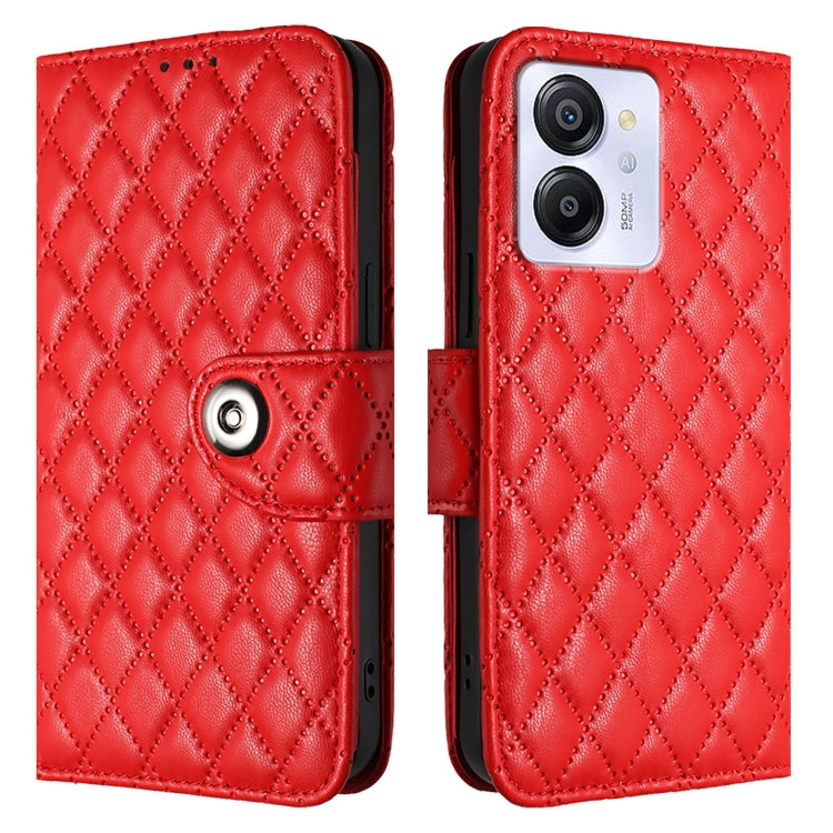 For Blackview Color 8 Rhombic Texture Flip Leather Phone Case with Lanyard(Red) - More Brand by PMC Jewellery | Online Shopping South Africa | PMC Jewellery | Buy Now Pay Later Mobicred