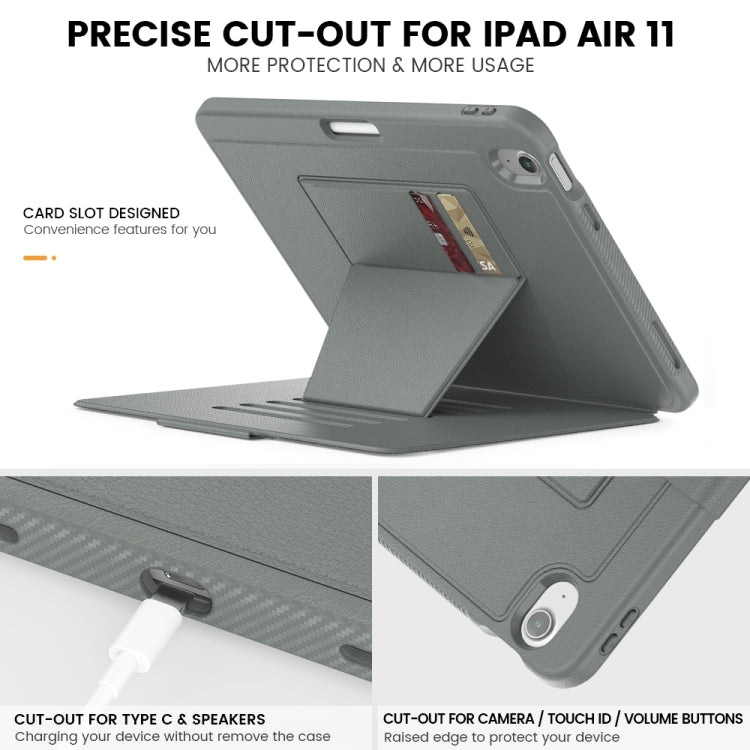 For iPad Air 11 2024 Smart B Magnetic Holder Leather Tablet Case(Grey) - iPad Air 11 2024 Cases by PMC Jewellery | Online Shopping South Africa | PMC Jewellery | Buy Now Pay Later Mobicred