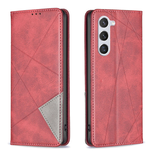 For Samsung Galaxy S25 5G Rhombus Texture Magnetic Leather Phone Case(Red) - Galaxy S25 5G Cases by PMC Jewellery | Online Shopping South Africa | PMC Jewellery | Buy Now Pay Later Mobicred