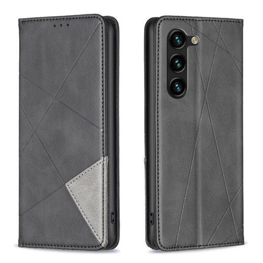 For Samsung Galaxy S25+ 5G Rhombus Texture Magnetic Leather Phone Case(Black) - Galaxy S25+ 5G Cases by PMC Jewellery | Online Shopping South Africa | PMC Jewellery | Buy Now Pay Later Mobicred