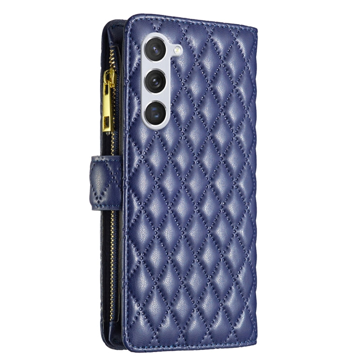 For Samsung Galaxy S25+ 5G Diamond Lattice Zipper Wallet Leather Flip Phone Case(Blue) - Galaxy S25+ 5G Cases by PMC Jewellery | Online Shopping South Africa | PMC Jewellery | Buy Now Pay Later Mobicred