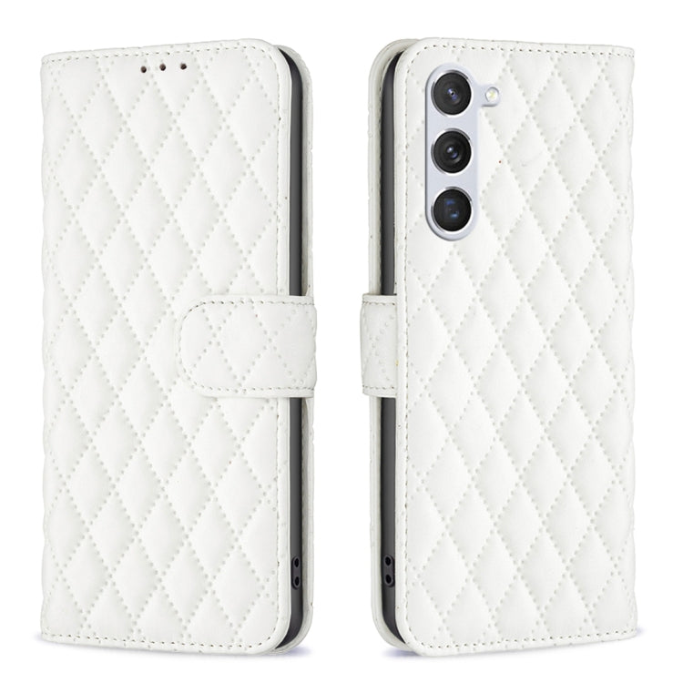 For Samsung Galaxy S25 5G Diamond Lattice Wallet Flip Leather Phone Case(White) - Galaxy S25 5G Cases by PMC Jewellery | Online Shopping South Africa | PMC Jewellery | Buy Now Pay Later Mobicred