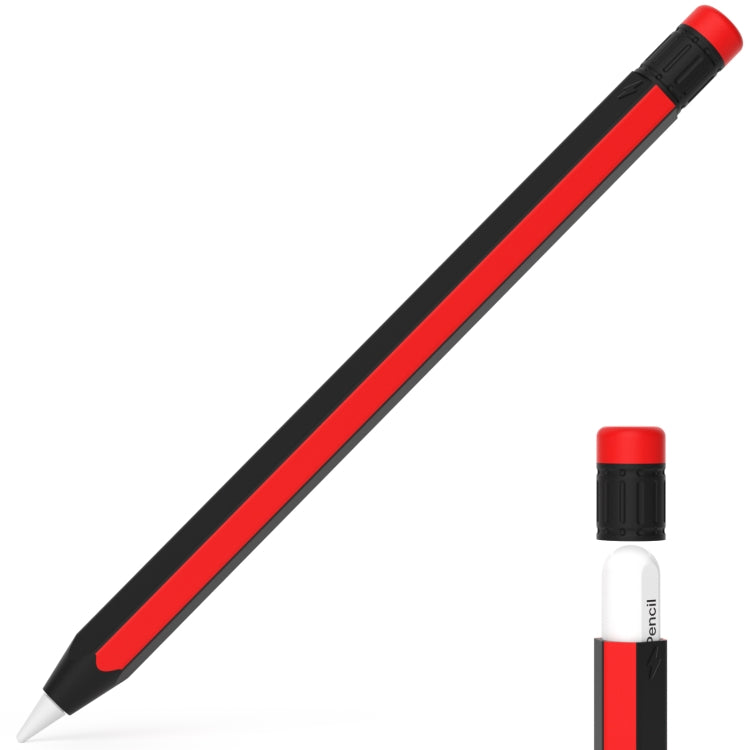For Apple Pencil 2 / Pencil Pro Colorful Pencil Style Stylus Silicone Protective Case(Black Red) - Pencil Accessories by PMC Jewellery | Online Shopping South Africa | PMC Jewellery | Buy Now Pay Later Mobicred
