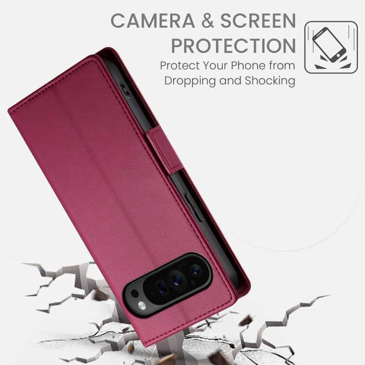 For Google Pixel 9 Pro Side Buckle Magnetic Frosted Leather Phone Case(Wine Red) - Google Cases by PMC TechLife | Online Shopping South Africa | PMC TechLife | Buy Now Pay Later Mobicred
