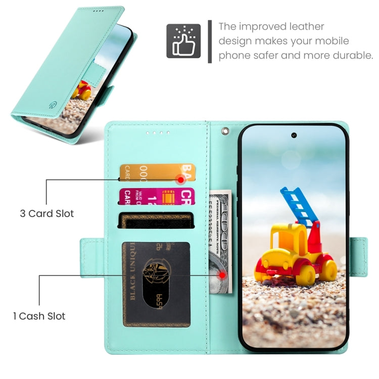 For Google Pixel 9 Pro Side Buckle Magnetic Frosted Leather Phone Case(Mint Green) - Google Cases by PMC Jewellery | Online Shopping South Africa | PMC Jewellery | Buy Now Pay Later Mobicred