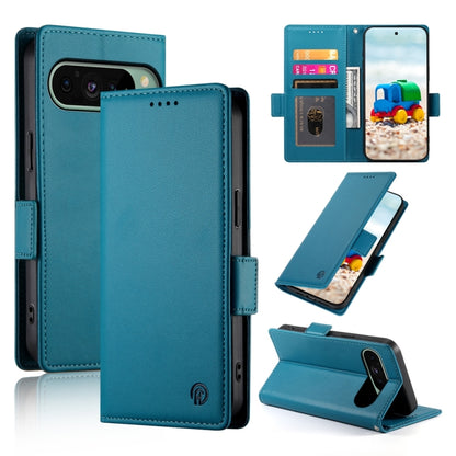 For Google Pixel 9 Side Buckle Magnetic Frosted Leather Phone Case(Blue) - Google Cases by PMC Jewellery | Online Shopping South Africa | PMC Jewellery | Buy Now Pay Later Mobicred