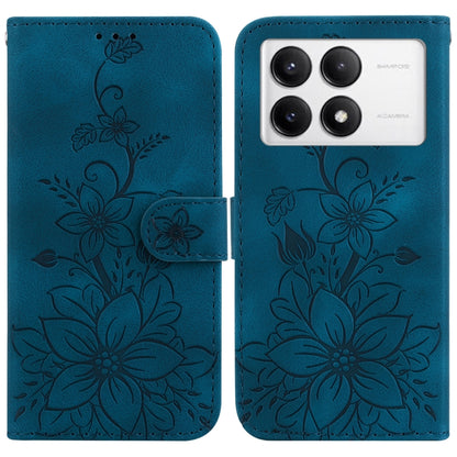 For Xiaomi Redmi K70 / K70 Pro Lily Embossed Leather Phone Case(Dark Blue) - K70 Cases by PMC Jewellery | Online Shopping South Africa | PMC Jewellery | Buy Now Pay Later Mobicred