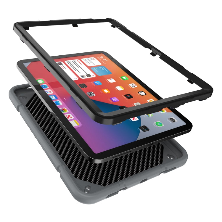 For iPad Air 11 2025 / 2024 Armor Holder Silicone Hybrid PC Tablet Case(Grey Black) - iPad Air 11 2025 / 2024 Cases by PMC TechLife | Online Shopping South Africa | PMC TechLife | Buy Now Pay Later Mobicred