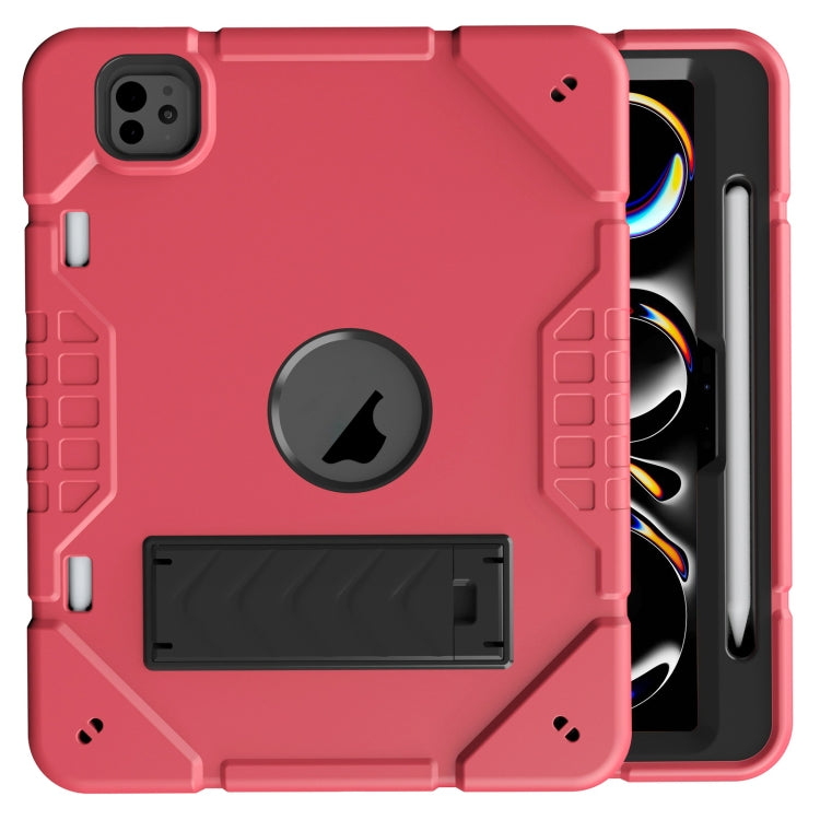 For iPad Pro 11 2024 Armor Holder Silicone Hybrid PC Tablet Case(Red Black) - iPad Pro 11 2024 Cases by PMC TechLife | Online Shopping South Africa | PMC TechLife | Buy Now Pay Later Mobicred