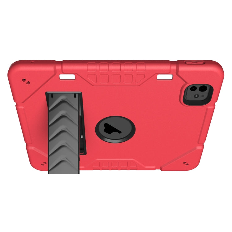 For iPad Pro 11 2024 Armor Holder Silicone Hybrid PC Tablet Case(Red Black) - iPad Pro 11 2024 Cases by PMC TechLife | Online Shopping South Africa | PMC TechLife | Buy Now Pay Later Mobicred