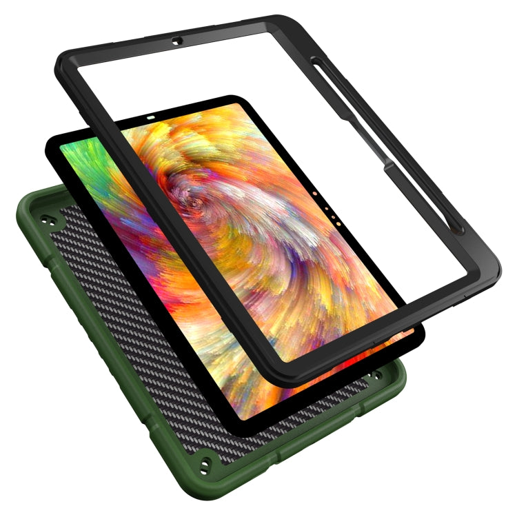 For iPad Pro 11 2024 Armor Holder Silicone Hybrid PC Tablet Case(Army Green Black) - iPad Pro 11 2024 Cases by PMC Jewellery | Online Shopping South Africa | PMC Jewellery | Buy Now Pay Later Mobicred