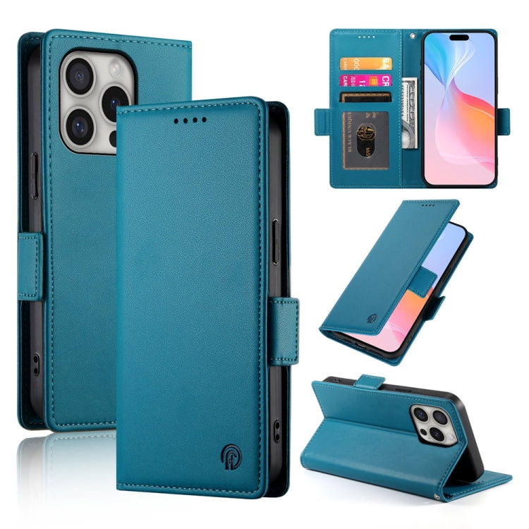 For iPhone 16 Pro Side Buckle Magnetic Frosted Leather Phone Case(Blue) - free shipping - PMC TechLife - Order now!