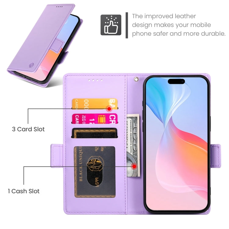 For iPhone 16 Pro Side Buckle Magnetic Frosted Leather Phone Case(Purple) - iPhone 16 Pro Cases by PMC TechLife | Online Shopping South Africa | PMC TechLife | Buy Now Pay Later Mobicred