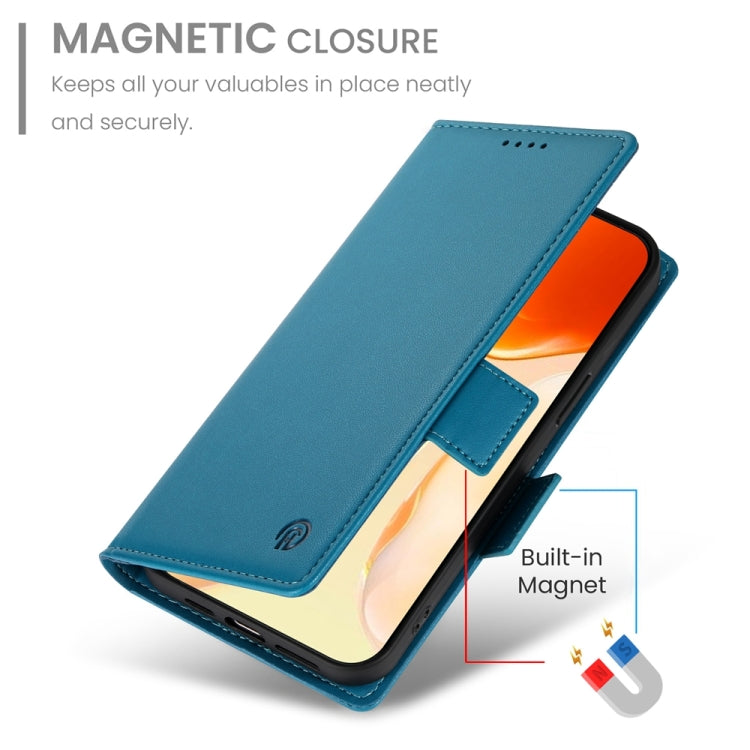 For iPhone 16 Plus Side Buckle Magnetic Frosted Leather Phone Case(Blue) - iPhone 16 Plus Cases by PMC TechLife | Online Shopping South Africa | PMC TechLife | Buy Now Pay Later Mobicred