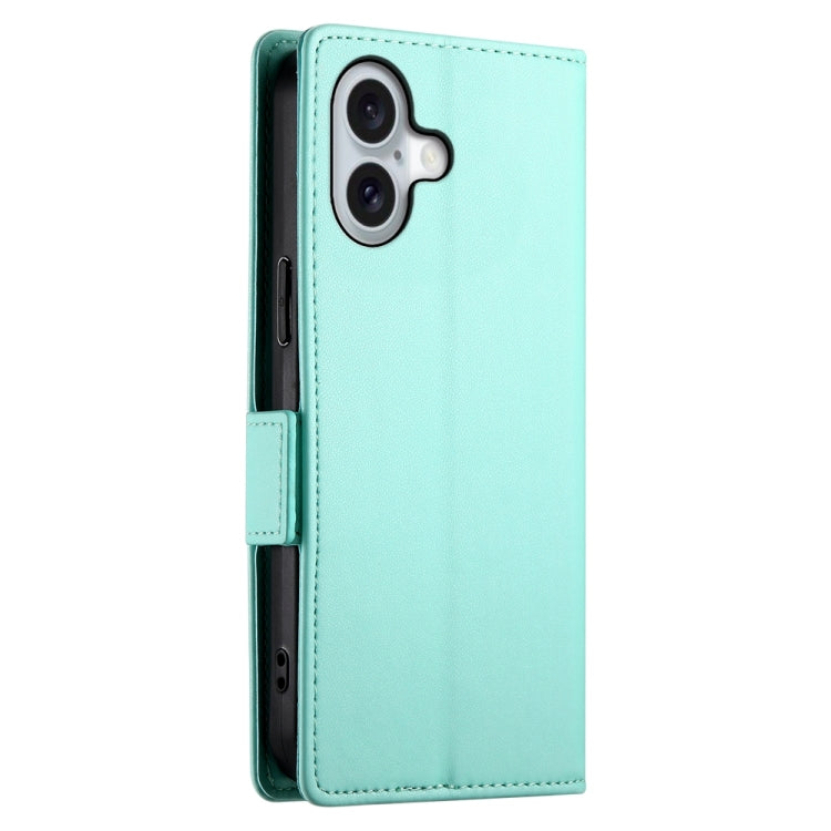 For iPhone 16 Side Buckle Magnetic Frosted Leather Phone Case(Mint Green) - iPhone 16 Cases by PMC Jewellery | Online Shopping South Africa | PMC Jewellery | Buy Now Pay Later Mobicred