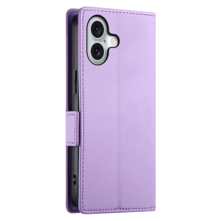 For iPhone 16 Side Buckle Magnetic Frosted Leather Phone Case(Purple) - iPhone 16 Cases by PMC TechLife | Online Shopping South Africa | PMC TechLife | Buy Now Pay Later Mobicred