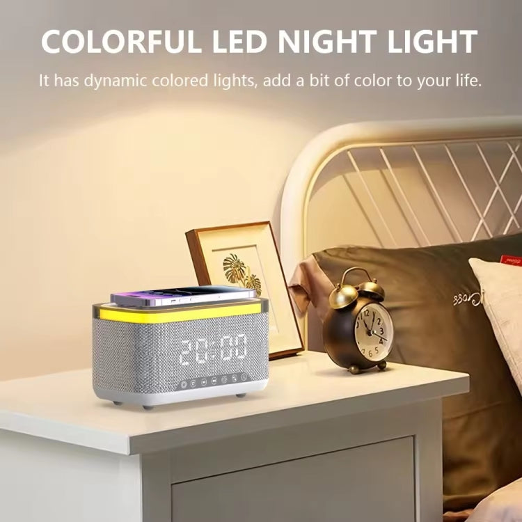 AEC S300 Portable 10W Power Multifunction Bluetooth Speaker Alarm Clock Wireless Charger(White) - free shipping - PMC Jewellery - Order now!