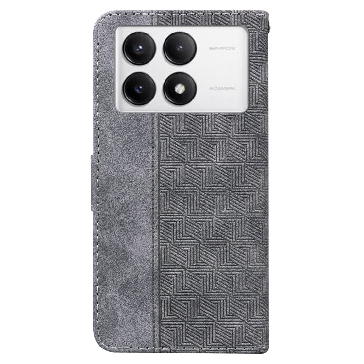 For Xiaomi Redmi K70 Pro / K70 Geometric Embossed Leather Phone Case(Grey) - K70 Cases by PMC Jewellery | Online Shopping South Africa | PMC Jewellery | Buy Now Pay Later Mobicred