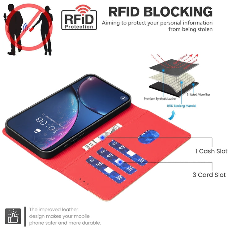 For iPhone 16 Plus Color Matching RFID Anti-theft Leather Phone Case(Red) - iPhone 16 Plus Cases by PMC TechLife | Online Shopping South Africa | PMC TechLife | Buy Now Pay Later Mobicred