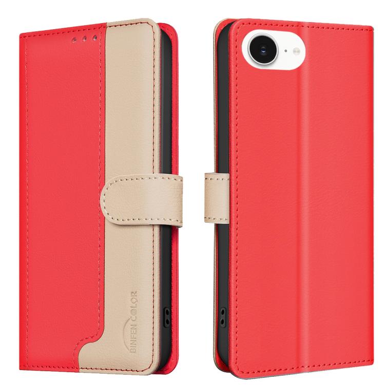 For iPhone 16e Color Matching RFID Anti-theft Leather Phone Case(Red) - free shipping - PMC TechLife - Order now!