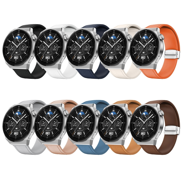 20mm Magnetic Silver Buckle Silicone Leather Watch Band(Light Brown) - free shipping - PMC TechLife - Order now!