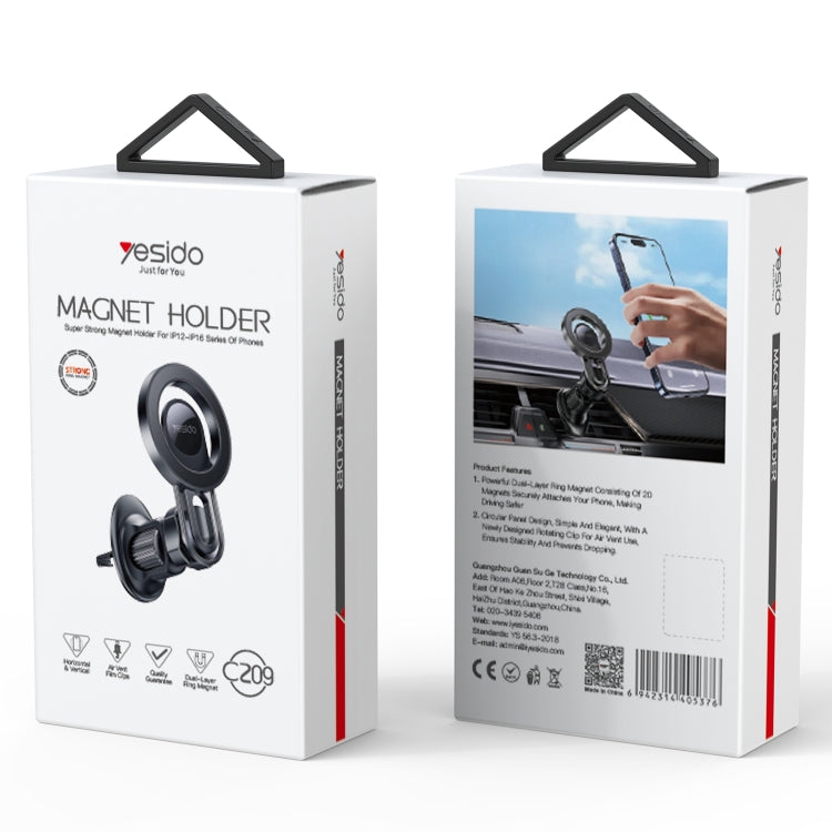 Yesido C209 MagSafe Magnetic Air Vent Car Holder(Black) - Universal Car Holders by Yesido | Online Shopping South Africa | PMC Jewellery | Buy Now Pay Later Mobicred