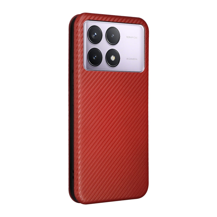 For Redmi K70 Carbon Fiber Texture Flip Leather Phone Case(Brown) - K70 Cases by PMC Jewellery | Online Shopping South Africa | PMC Jewellery | Buy Now Pay Later Mobicred