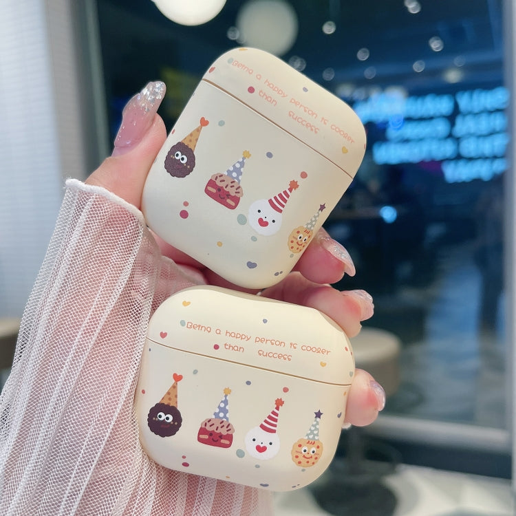 For AirPods 2 / 1 Cookies Pattern Earbuds Box Frosted TPU Case(Beige) - For AirPods 1/2 by PMC Jewellery | Online Shopping South Africa | PMC Jewellery | Buy Now Pay Later Mobicred