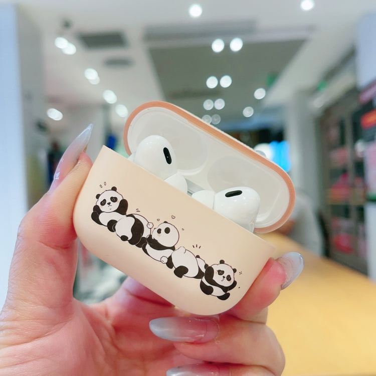 For AirPods Pro 2 Panda Pattern Earbuds Box Frosted TPU Case(Panda Family) - For AirPods Pro 2 by PMC Jewellery | Online Shopping South Africa | PMC Jewellery | Buy Now Pay Later Mobicred