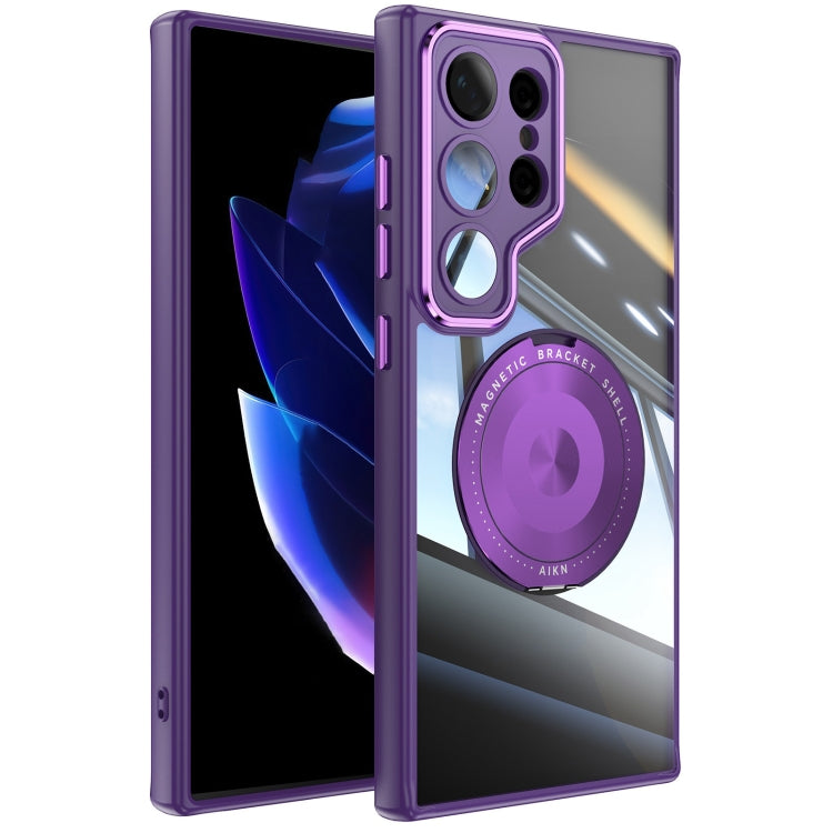 For Samsung Galaxy S25 Ultra 5G 360 Holder MagSafe Acrylic Hybrid TPU Phone Case(Purple) - Galaxy S25 Ultra 5G Cases by PMC Jewellery | Online Shopping South Africa | PMC Jewellery | Buy Now Pay Later Mobicred