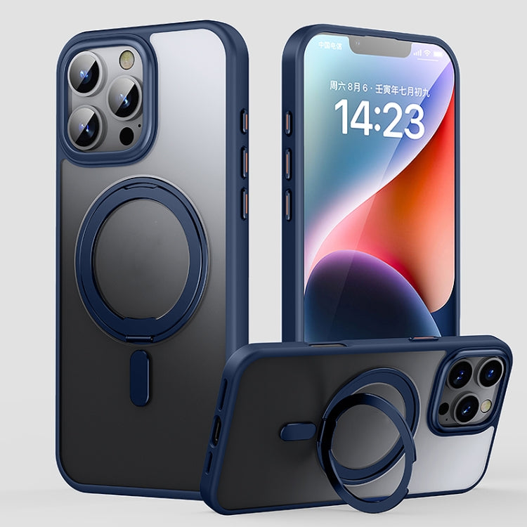 For iPhone 16 Pro 360 Rotating MagSafe Magnetic Frosted Phone Case(Dark Blue) - iPhone 16 Pro Cases by PMC Jewellery | Online Shopping South Africa | PMC Jewellery | Buy Now Pay Later Mobicred