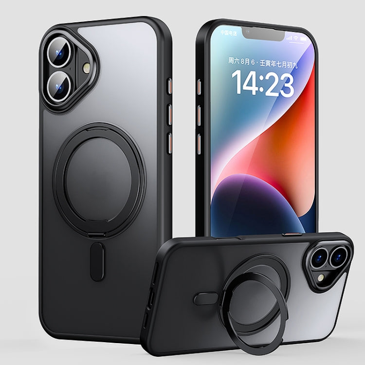 For iPhone 16 360 Rotating MagSafe Magnetic Frosted Phone Case(Black) - iPhone 16 Cases by PMC TechLife | Online Shopping South Africa | PMC TechLife | Buy Now Pay Later Mobicred
