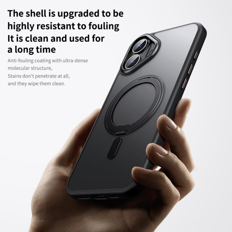 For iPhone 16 360 Rotating MagSafe Magnetic Frosted Phone Case(Black) - iPhone 16 Cases by PMC TechLife | Online Shopping South Africa | PMC TechLife | Buy Now Pay Later Mobicred