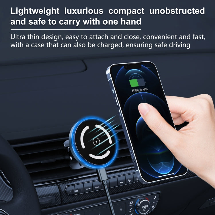 M68 15W Magnetic QI Standard Wireless Charging Car Holder(Dark Grey) - Wireless Charger Holders by PMC TechLife | Online Shopping South Africa | PMC TechLife | Buy Now Pay Later Mobicred