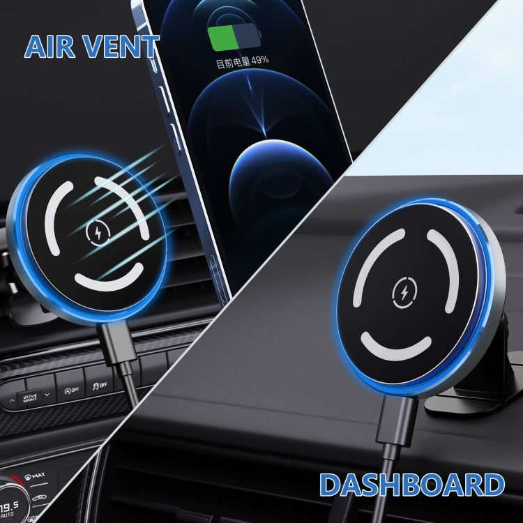 M68 15W Magnetic QI Standard Wireless Charging Car Holder(Dark Grey) - Wireless Charger Holders by PMC TechLife | Online Shopping South Africa | PMC TechLife | Buy Now Pay Later Mobicred