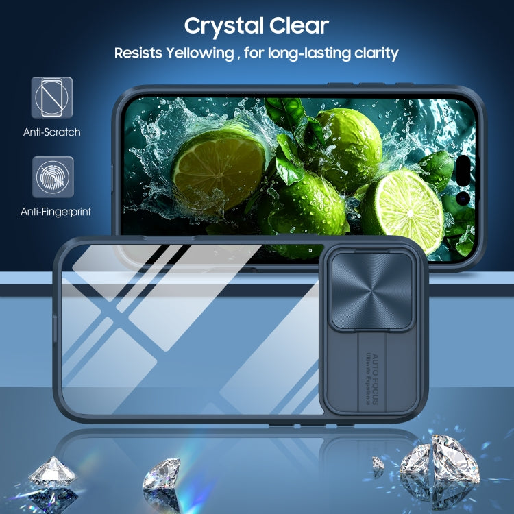 For iPhone 16 Sliding Camshield Acrylic Hybrid TPU Phone Case(Navy Blue) - free shipping - PMC TechLife - Order now!