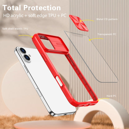 For iPhone 16 Sliding Camshield Acrylic Hybrid TPU Phone Case(Red) - iPhone 16 Cases by PMC Jewellery | Online Shopping South Africa | PMC Jewellery | Buy Now Pay Later Mobicred