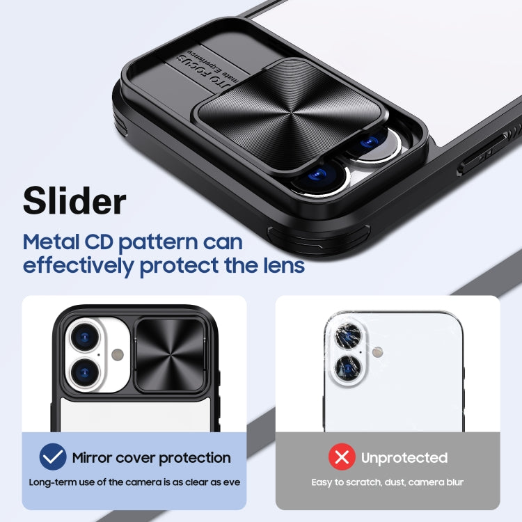 For iPhone 16 Plus Sliding Camshield Acrylic Hybrid TPU Phone Case(Black) - iPhone 16 Plus Cases by PMC Jewellery | Online Shopping South Africa | PMC Jewellery | Buy Now Pay Later Mobicred