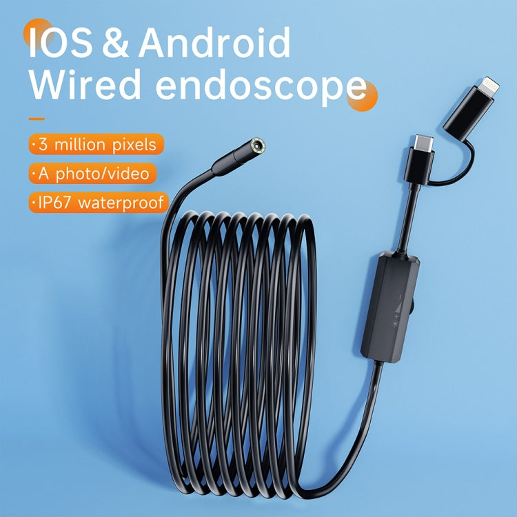 AN112 2 in 1 USB-C / Type-C + 8 Pin Interface 8mm HD Industry Endoscope, Length:3.5m Soft Tube -  by PMC Jewellery | Online Shopping South Africa | PMC Jewellery | Buy Now Pay Later Mobicred