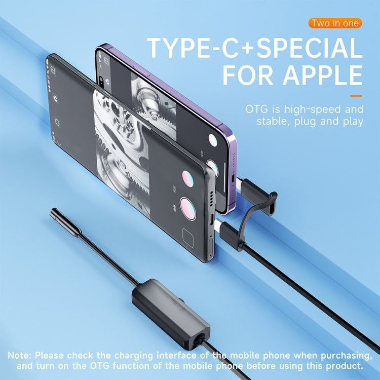 AN112 2 in 1 USB-C / Type-C + 8 Pin Interface 8mm HD Industry Endoscope, Length:5m Soft Tube - free shipping - PMC TechLife - Order now!