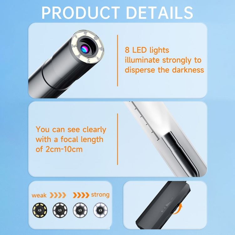 AN112 2 in 1 USB-C / Type-C + 8 Pin Interface 8mm HD Industry Endoscope, Length:1m Soft Tube - free shipping - PMC TechLife - Order now!
