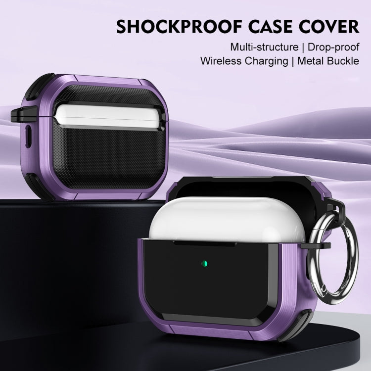 For AirPods 3 Armor TPU + PC Earbuds Box Protective Case with Metal Buckle(Cyan) - For AirPods 3 by PMC Jewellery | Online Shopping South Africa | PMC Jewellery | Buy Now Pay Later Mobicred