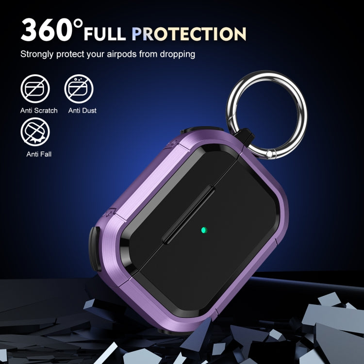 For AirPods 3 Armor TPU + PC Earbuds Box Protective Case with Metal Buckle(Violet) - For AirPods 3 by PMC Jewellery | Online Shopping South Africa | PMC Jewellery | Buy Now Pay Later Mobicred