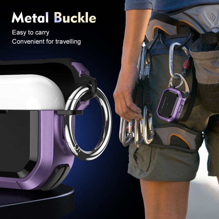 For AirPods 3 Armor TPU + PC Earbuds Box Protective Case with Metal Buckle(Cyan) - For AirPods 3 by PMC Jewellery | Online Shopping South Africa | PMC Jewellery | Buy Now Pay Later Mobicred