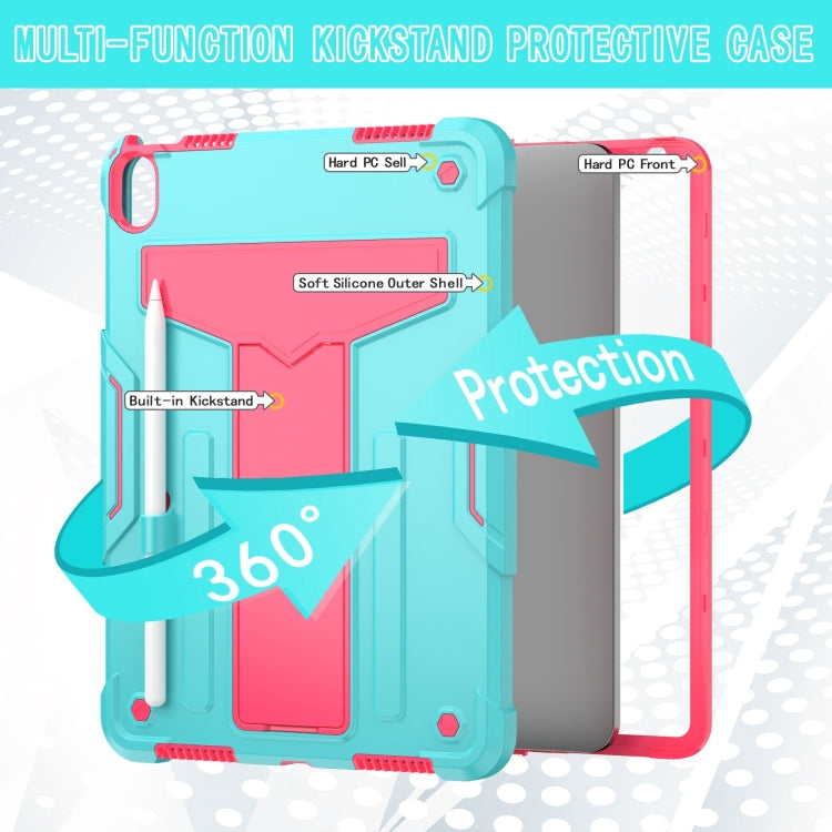 For iPad Air 11 2024 T Holder Robot Silicone Hybrid PC Tablet Case(Mint Rose Red) - iPad Air 11 2024 Cases by PMC Jewellery | Online Shopping South Africa | PMC Jewellery | Buy Now Pay Later Mobicred
