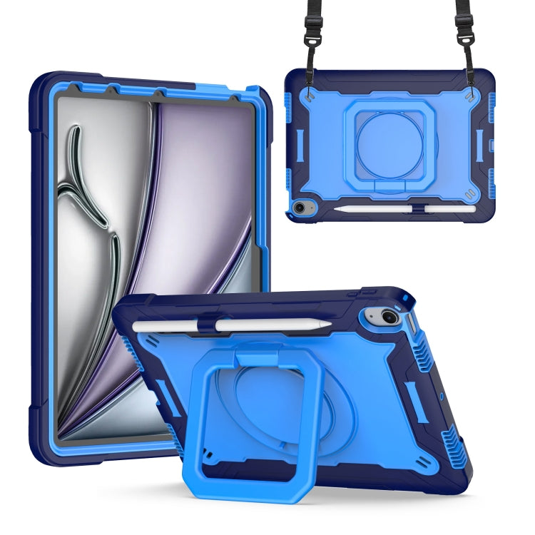 For iPad Air 11 2025 / 2024 Handle Grip Holder Silicone Hybrid PC Tablet Case with Strap(Navy Blue Blue) - iPad Air 11 2025 / 2024 Cases by PMC Jewellery | Online Shopping South Africa | PMC Jewellery | Buy Now Pay Later Mobicred