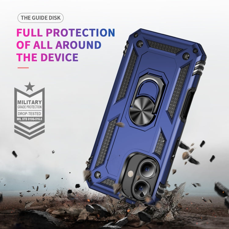 For iPhone 16 Shockproof TPU Hybrid PC Phone Case with Holder(Blue) - iPhone 16 Cases by PMC Jewellery | Online Shopping South Africa | PMC Jewellery | Buy Now Pay Later Mobicred