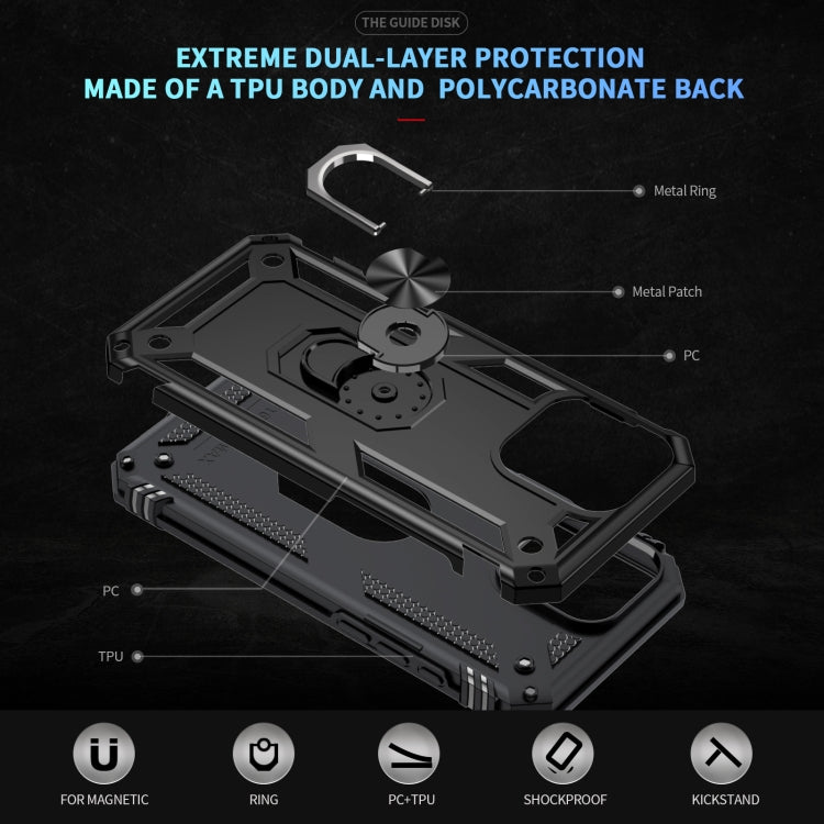 For iPhone 16 Pro Shockproof TPU Hybrid PC Phone Case with Holder(Black) - iPhone 16 Pro Cases by PMC TechLife | Online Shopping South Africa | PMC TechLife | Buy Now Pay Later Mobicred