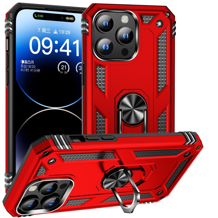 For iPhone 16 Pro Shockproof TPU Hybrid PC Phone Case with Holder(Red) - iPhone 16 Pro Cases by PMC TechLife | Online Shopping South Africa | PMC TechLife | Buy Now Pay Later Mobicred