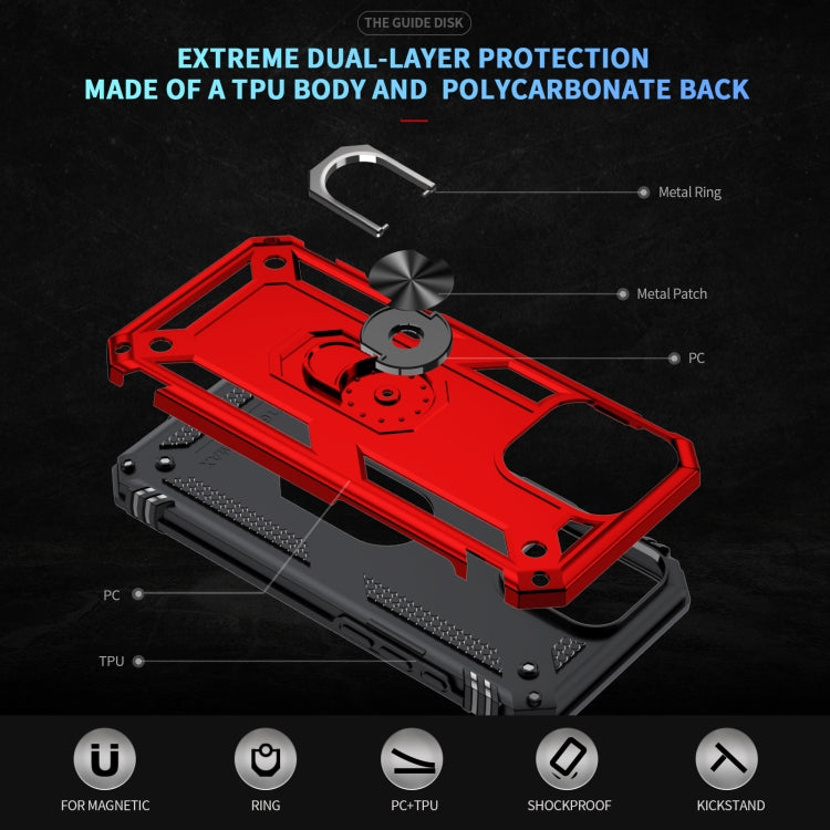 For iPhone 16 Pro Shockproof TPU Hybrid PC Phone Case with Holder(Red) - iPhone 16 Pro Cases by PMC TechLife | Online Shopping South Africa | PMC TechLife | Buy Now Pay Later Mobicred
